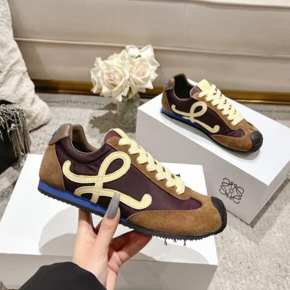 Loewe Flow Runner Sneakers β Deep Brown with Cream Logo, Brand New! - Picture 2 of 8